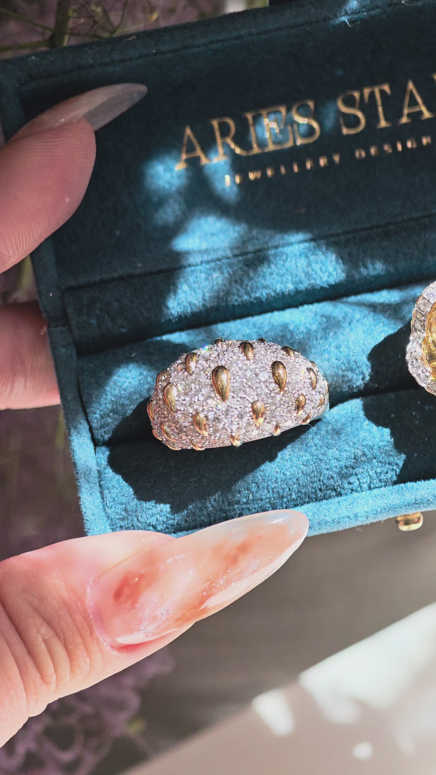 Teardrop Pavé Dome Ring 18 Karat White Gold