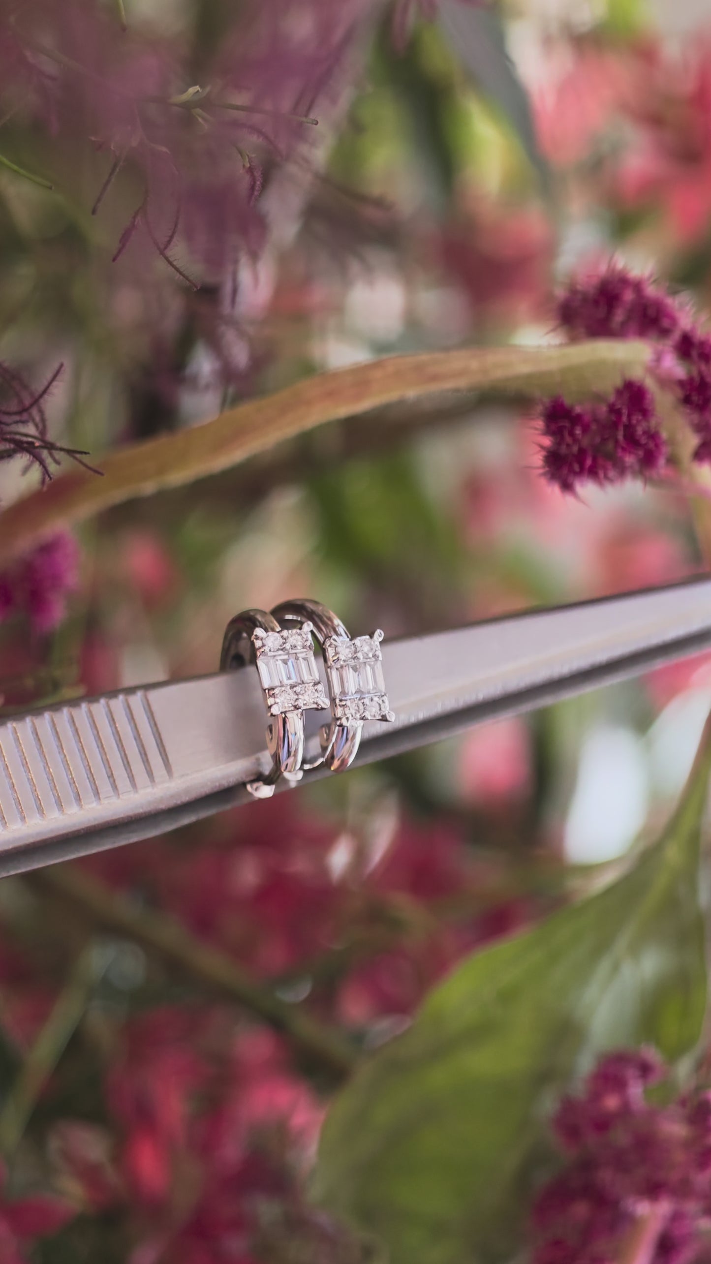 Baguette Natural Diamond Mini Huggie Earrings 18 Karat White Gold